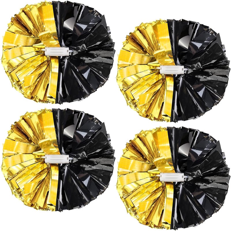 HOLENGS 4Pcs Upgraded 12inch Metallic Cheerleading Pom Poms, Cheerleader Pompoms Cheer Poms for Kids Adults, Cheering Squad Pompoms for School Sports Games Dance Party - Image 1
